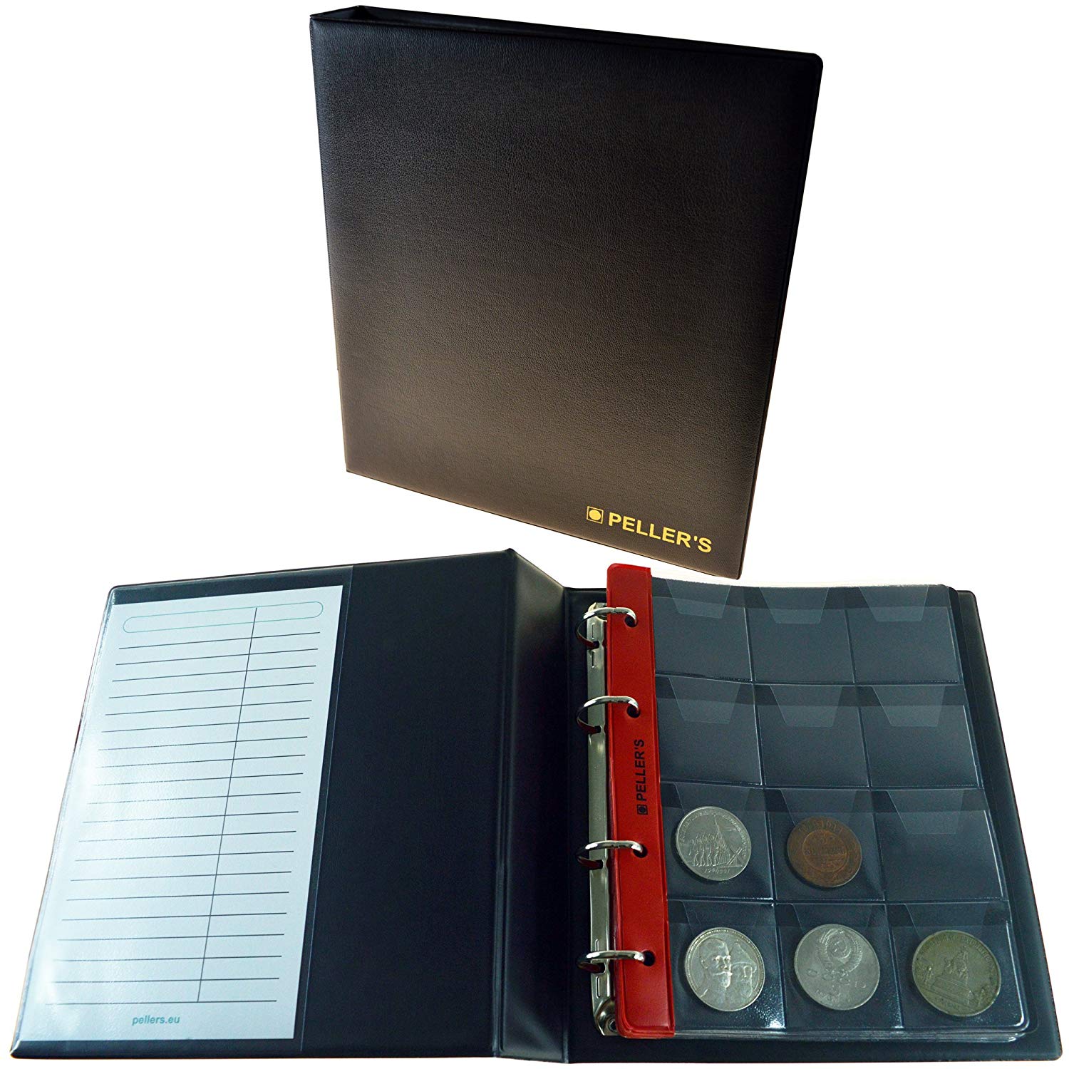 Collection Album 120 Big Coins up to 1.57" (40mm), 10 Sheets & dividers. For: £5 Pounds, Challenge, Geocoins, Chips. Coin album M