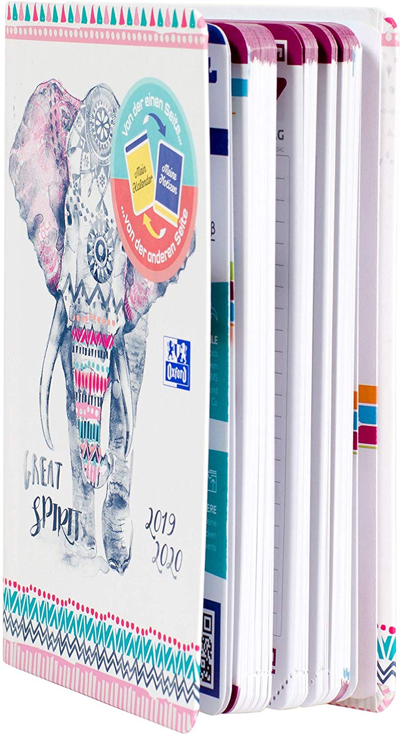 Oxford Boho Chic Student Calendar 12 x 18 cm 1 Day per Page with 176 Sheets 80 g/m2 Optic Paper SCRIBZEE Compatible Design Elephant - Image 2