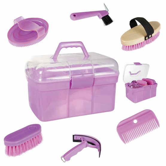 HKM 10475 Light Grooming Box Set for Horse Care, Filled 6 Pieces - Image 2