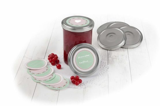 Dr. Oetker 3230 Lid Twist Off and Stickers, Tin Plate, Silver/Green/Red/White/Pink, 8.5 x 8.5 x 1 cm 8 Units - Image 2