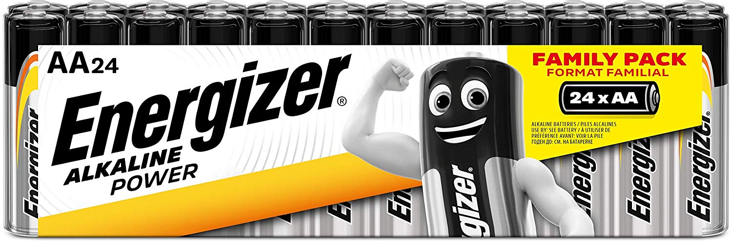 Energizer Alkaline Power, AA Batteries (24 Pack), Double A Battery 1.5V, Up To 50% Longer Lasting, For Everyday Devices