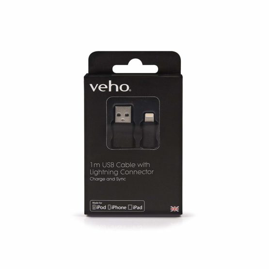 Veho 1 m PEBBLE Apple Lightning Charge and Sync Cable - Black, VPP-501-1M - Image 3