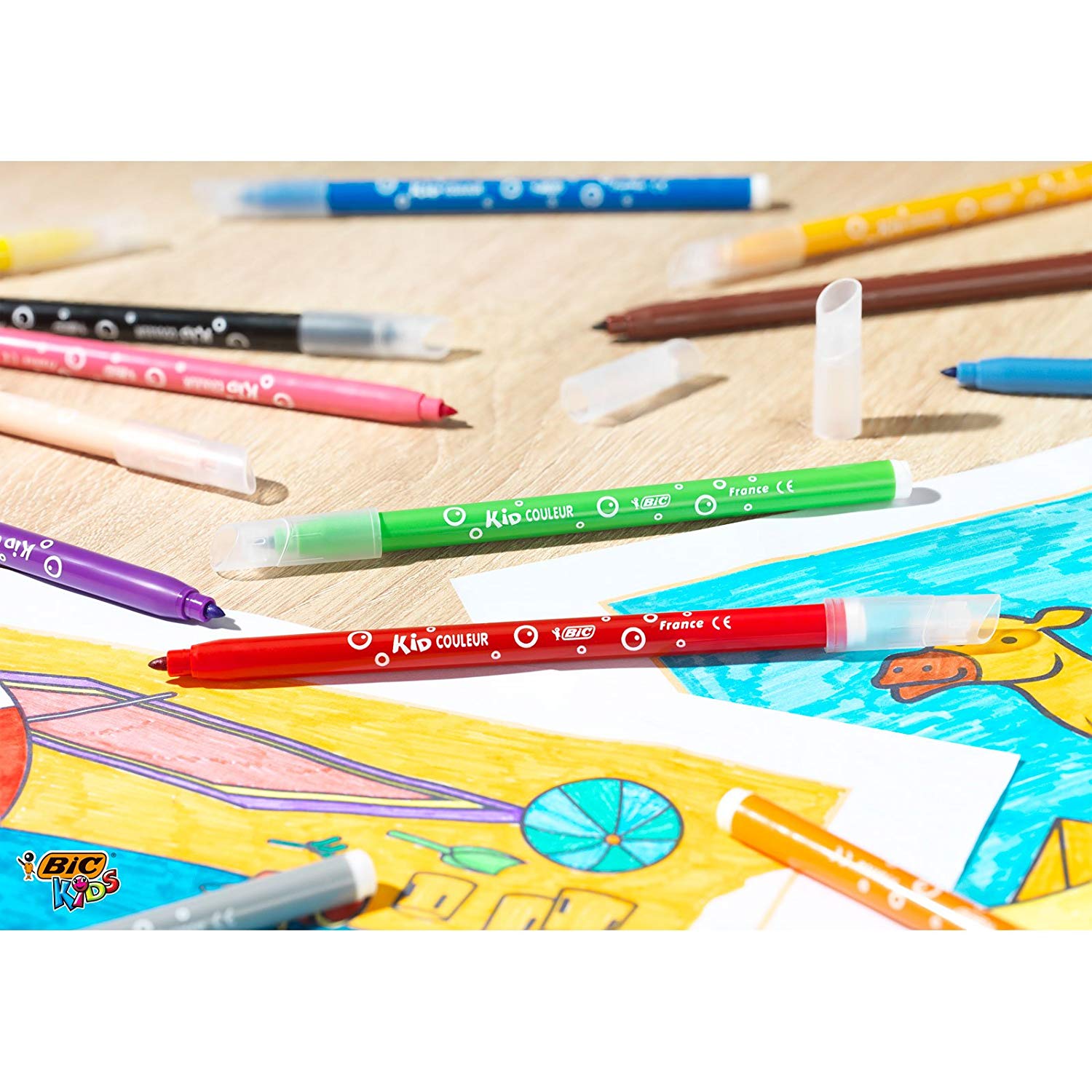 BIC Kids Colouring Set - Case of 30 Colouring Products - 18 Pencils and 12 Felt-Tip Colouring Pens in Convenient Plastic Case - Image 2