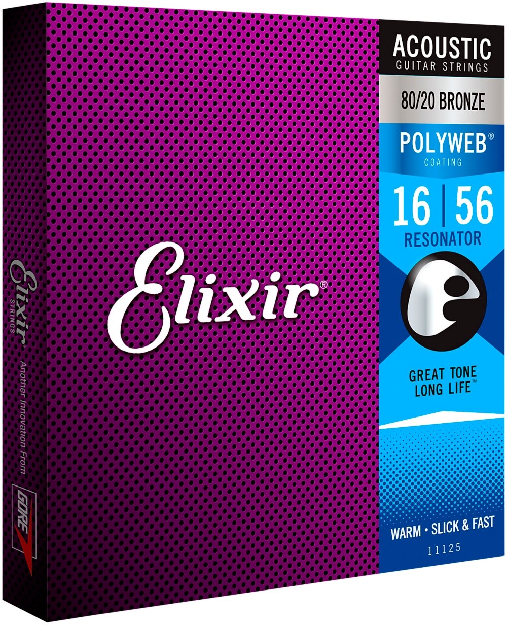 Elixir 80/20 Bronze Acoustic Sets Original Polyweb Coating - Resonator (0.016 - 0.056), Resonator (16-56)