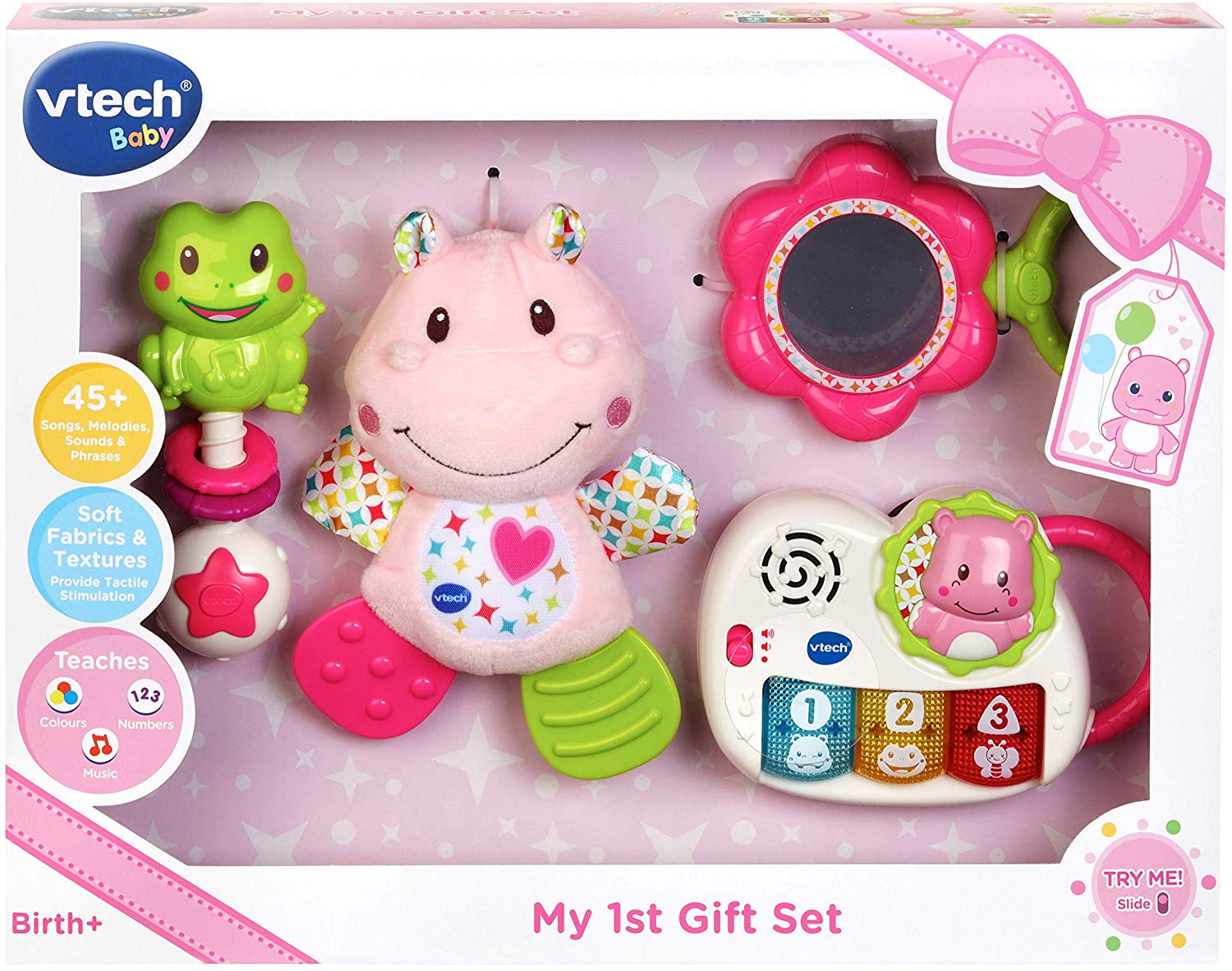 VTech My First Gift Set New Baby Gifts, Pink, Box size: 40 x 30.5 x 7.8cm