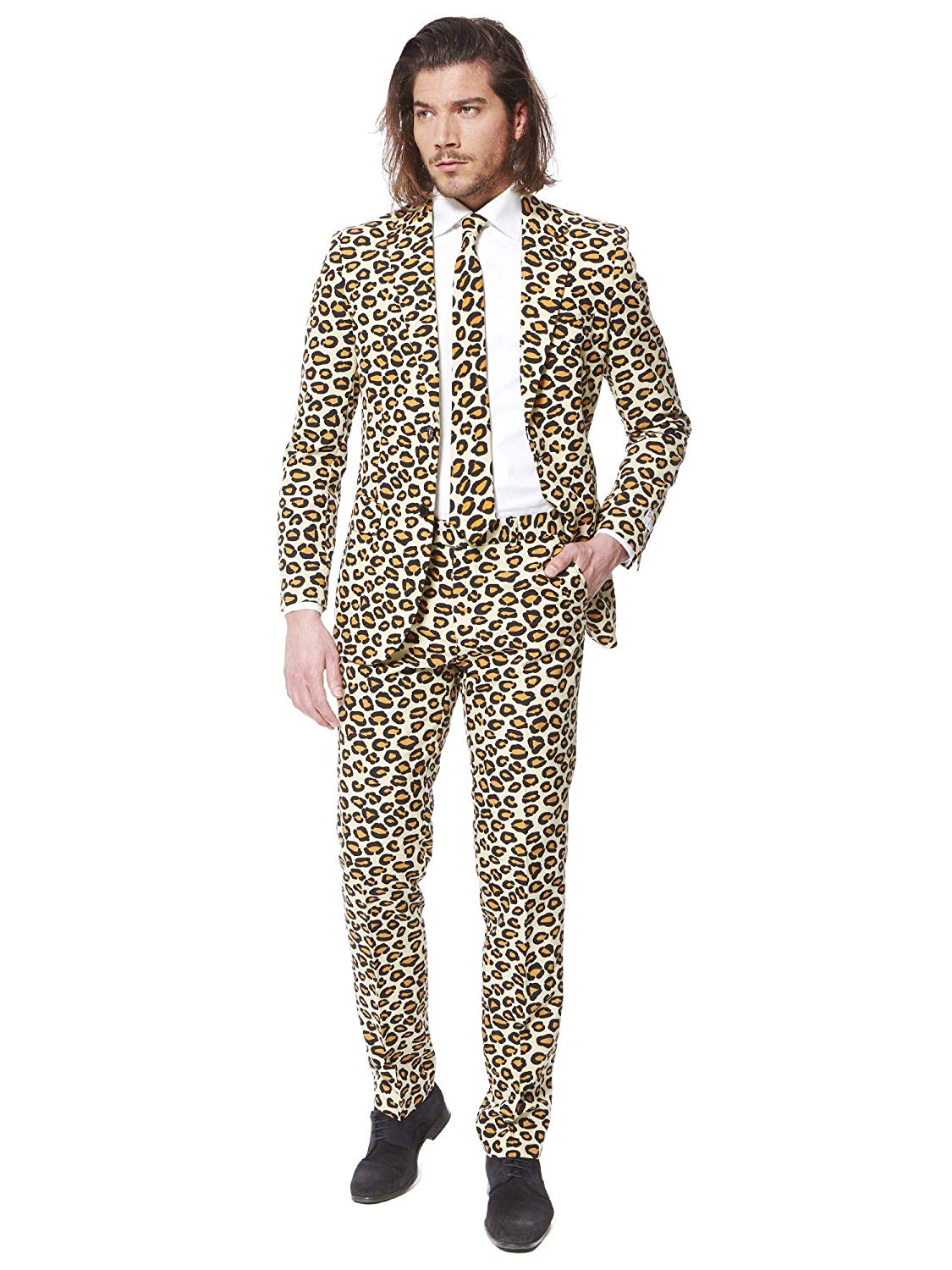OppoSuits OSUI-0004-EU46 Crazy Prom Suits for Men - The Jag - Comes with Jacket, Pants and Tie in Funny Designs, Brown, 36