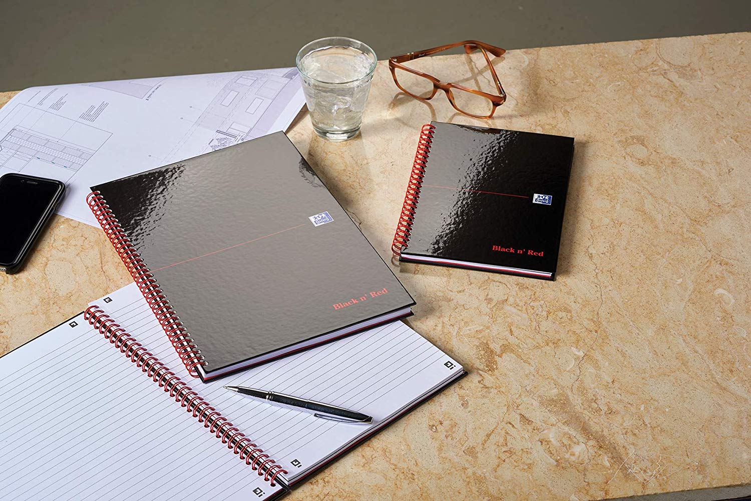 Oxford Black n' Red A5 Glossy Hardback Wirebound Notebook, Ruled, 140 Page, 1 Notebook - Image 3