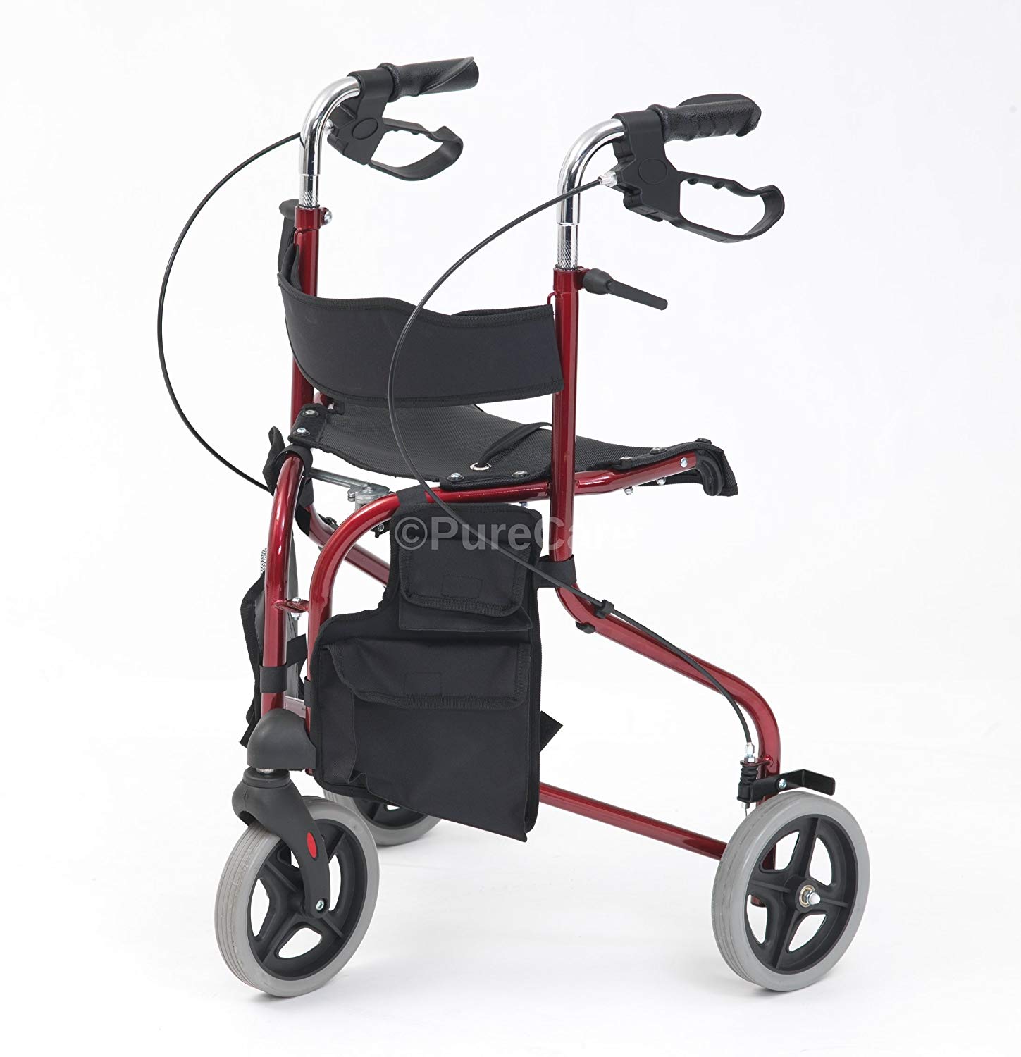 Drive Devilbiss Tri-Walker Walking Aid with Seat and backrest, Red - Image 3
