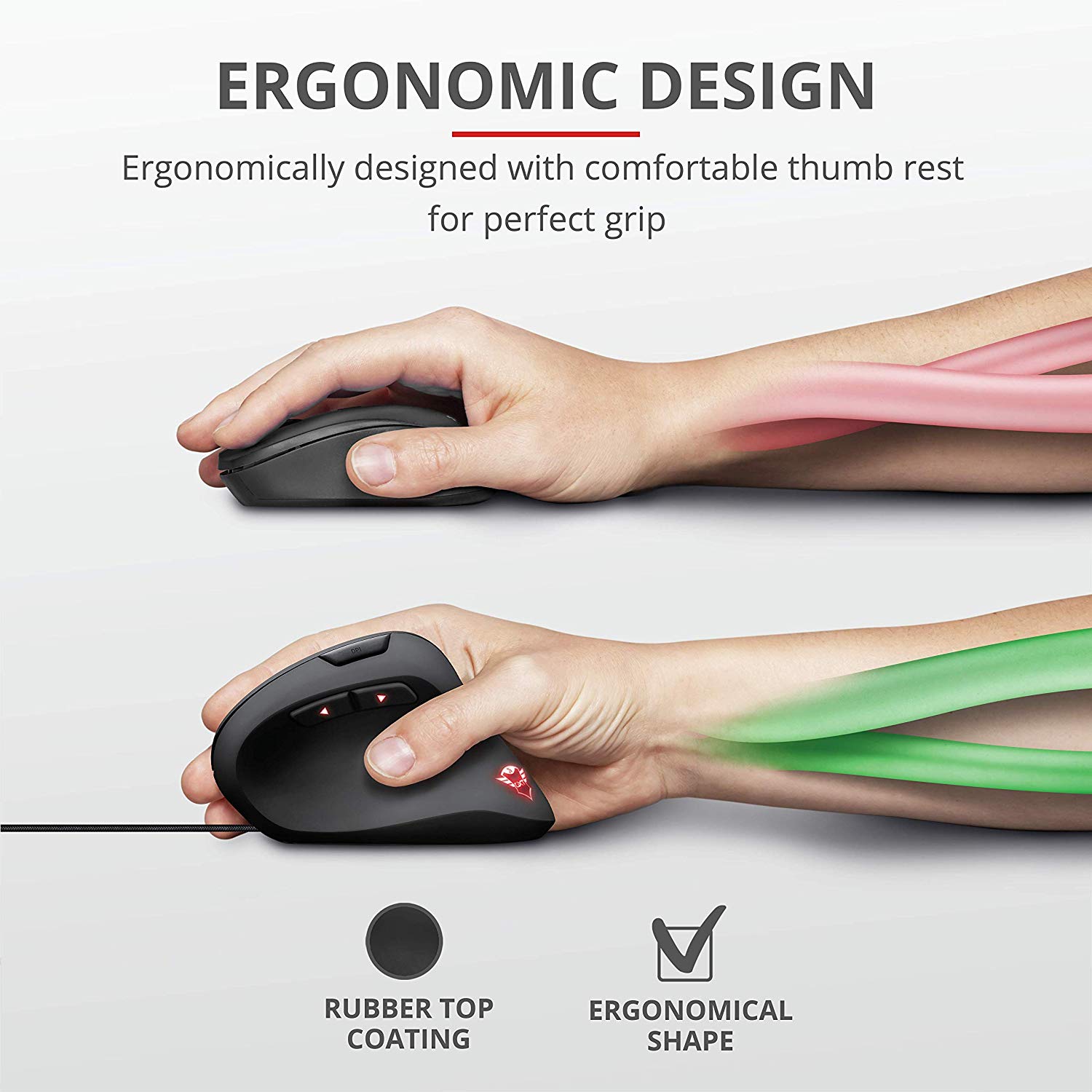 Trust Gaming Mouse GXT 144 Rexx, Vertical Ergonomic Mouse, 250-10,000 DPI, 6 Programmable Buttons, Advanced Software - Image 4