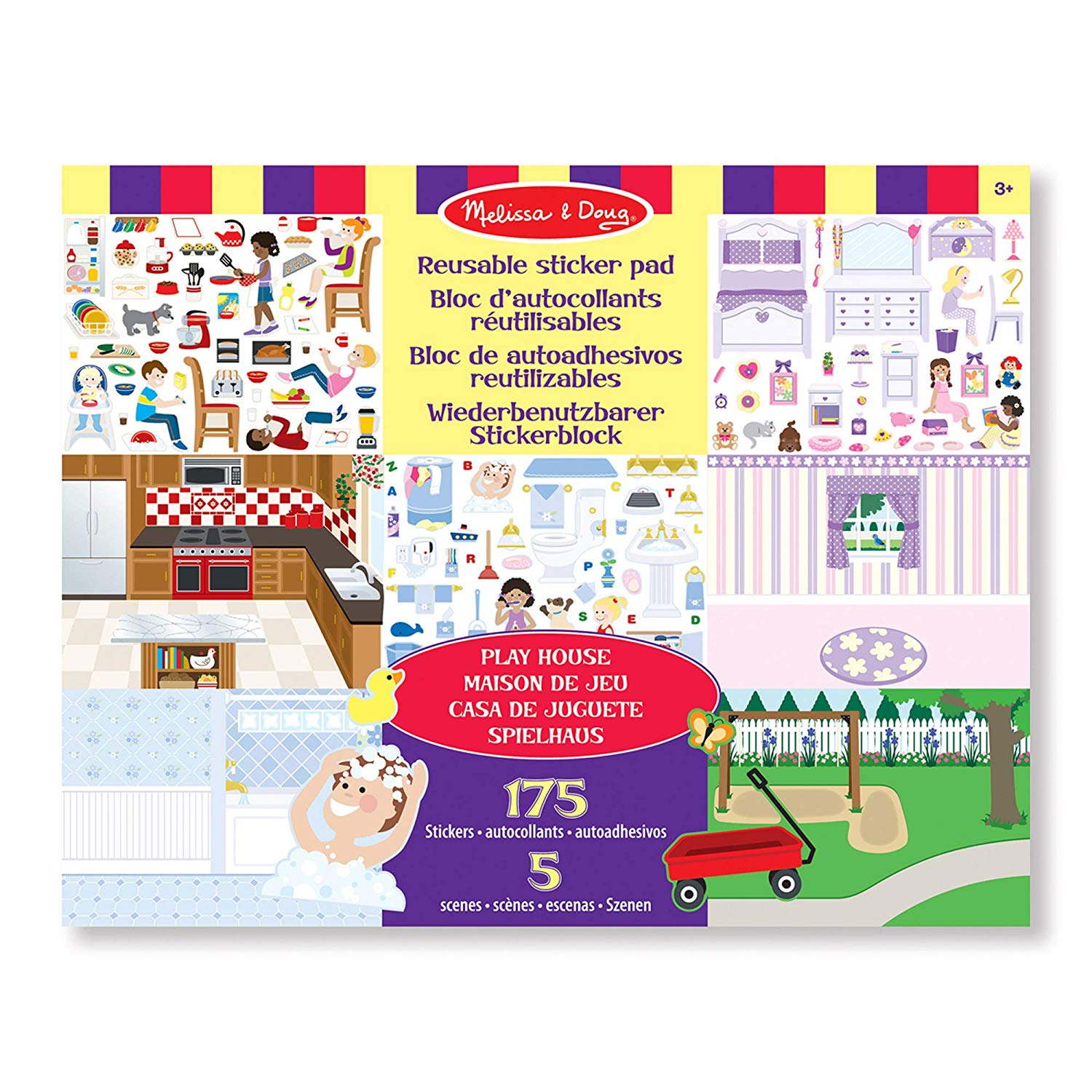 Melissa & Doug Reusable Sticker Books for 3+ Year Olds, Play House Sticker Book, Plane Activities Toddlers