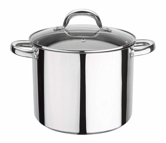 GSW Stahlwaren GmbH Stock Pot with Glass Lid, Silver/Clear, 22 x 18 cm, 6.8 Litre