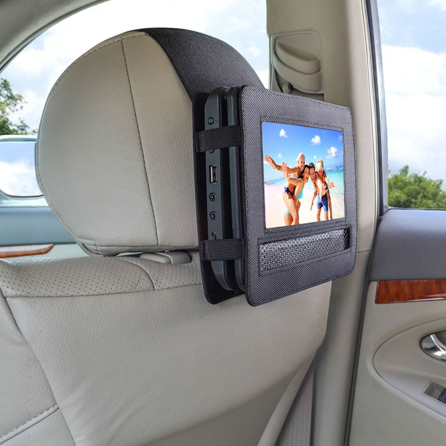 TFY Mount-DVD-7 Car Headrest Mount for Swivel and Flip Style 7-Inch Portable DVD Player, Black - Image 3