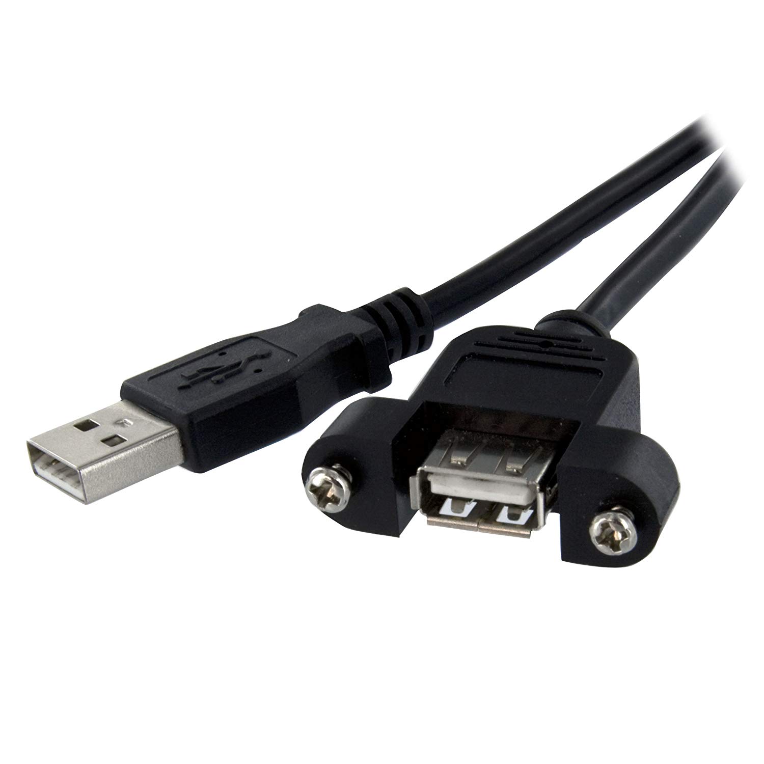 StarTech 1 ft Panel Mount USB Cable A to A - F/M, Black