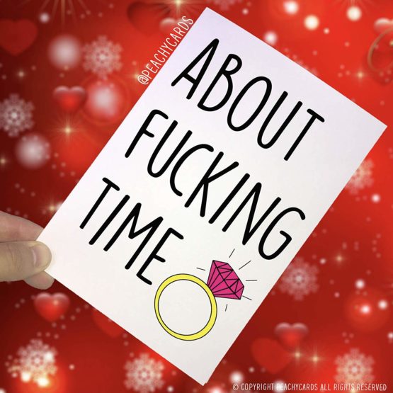 Engagement Cards, Celebration Cards, About F Time, Funny Rude Engagement Card, Joke Card, Best Friend Card Wedding Card Marriage PC156