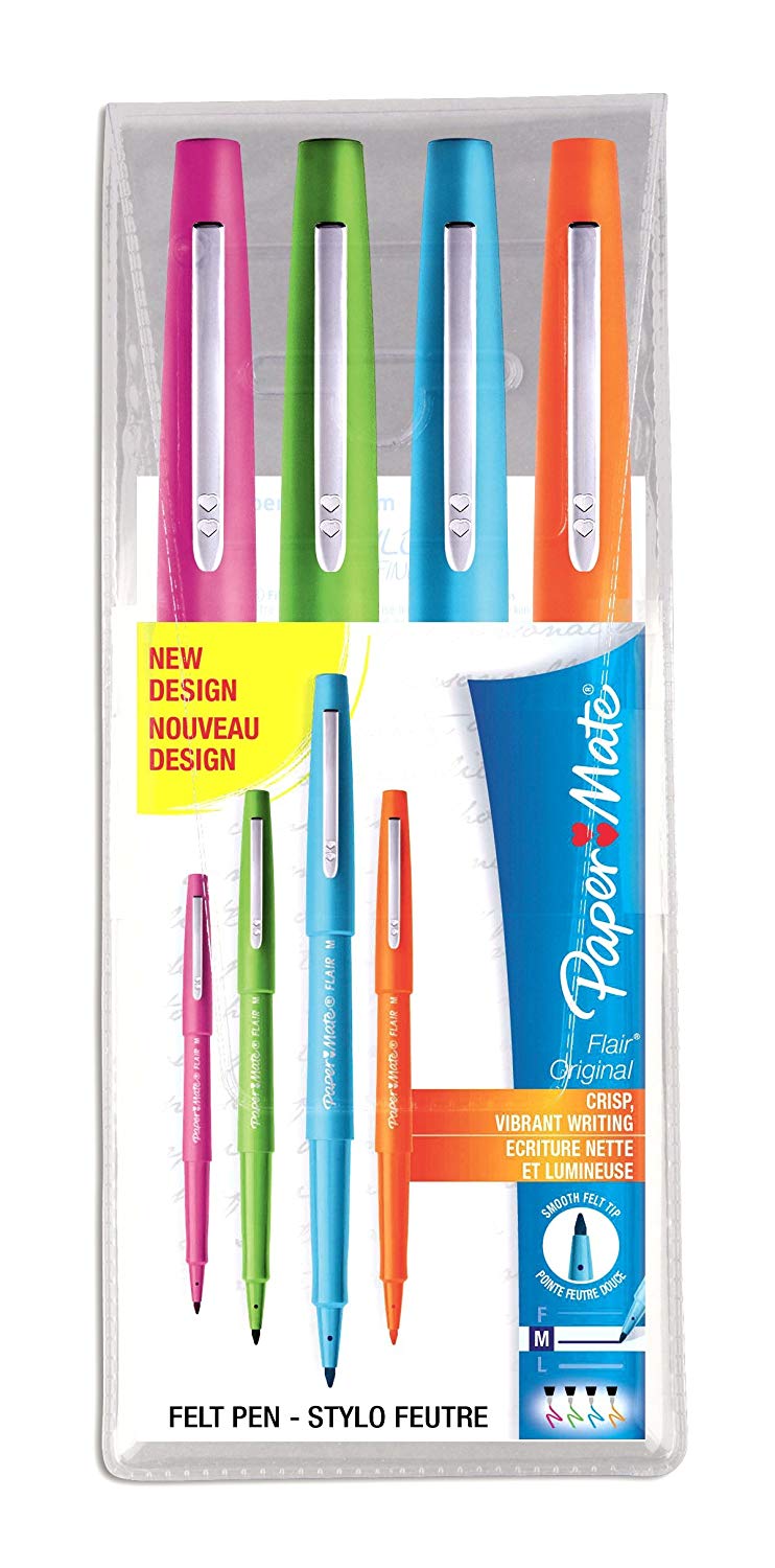 Paper Mate Flair Felt Tip Pens, Fun colours, 1 count (Pack of 4)