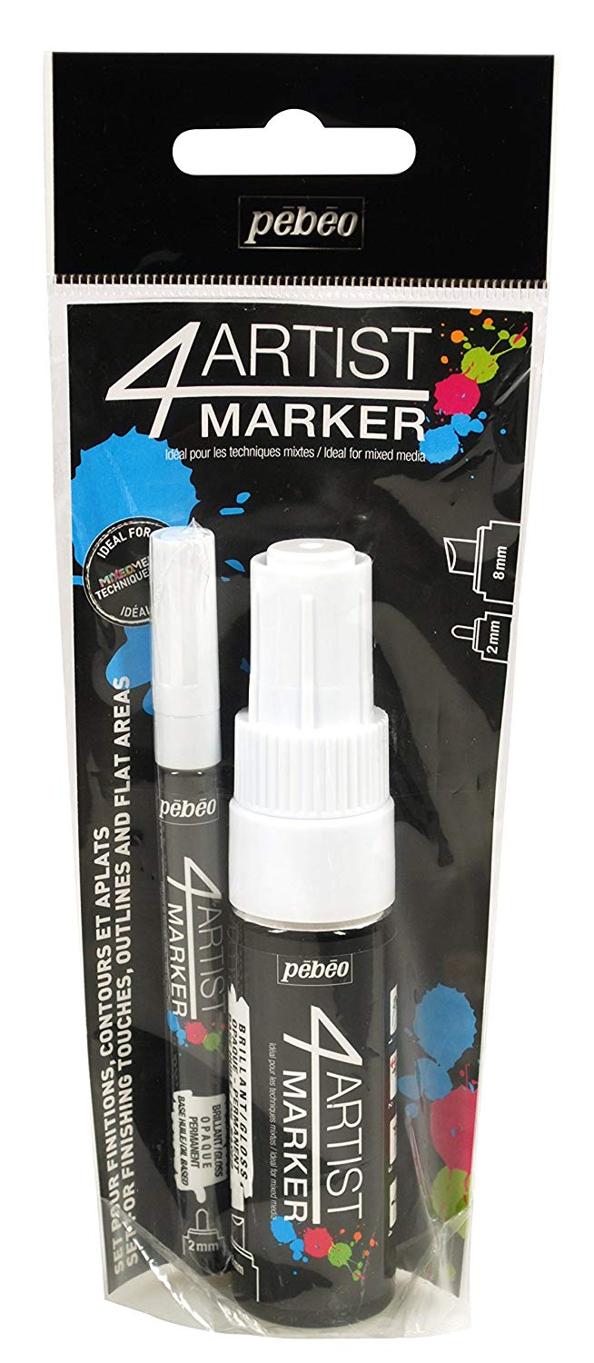 4ARTIST PE580894 PEBEO Marker, Metal, White 2mm & 8mm, 20.5 x 7 x 3 cm