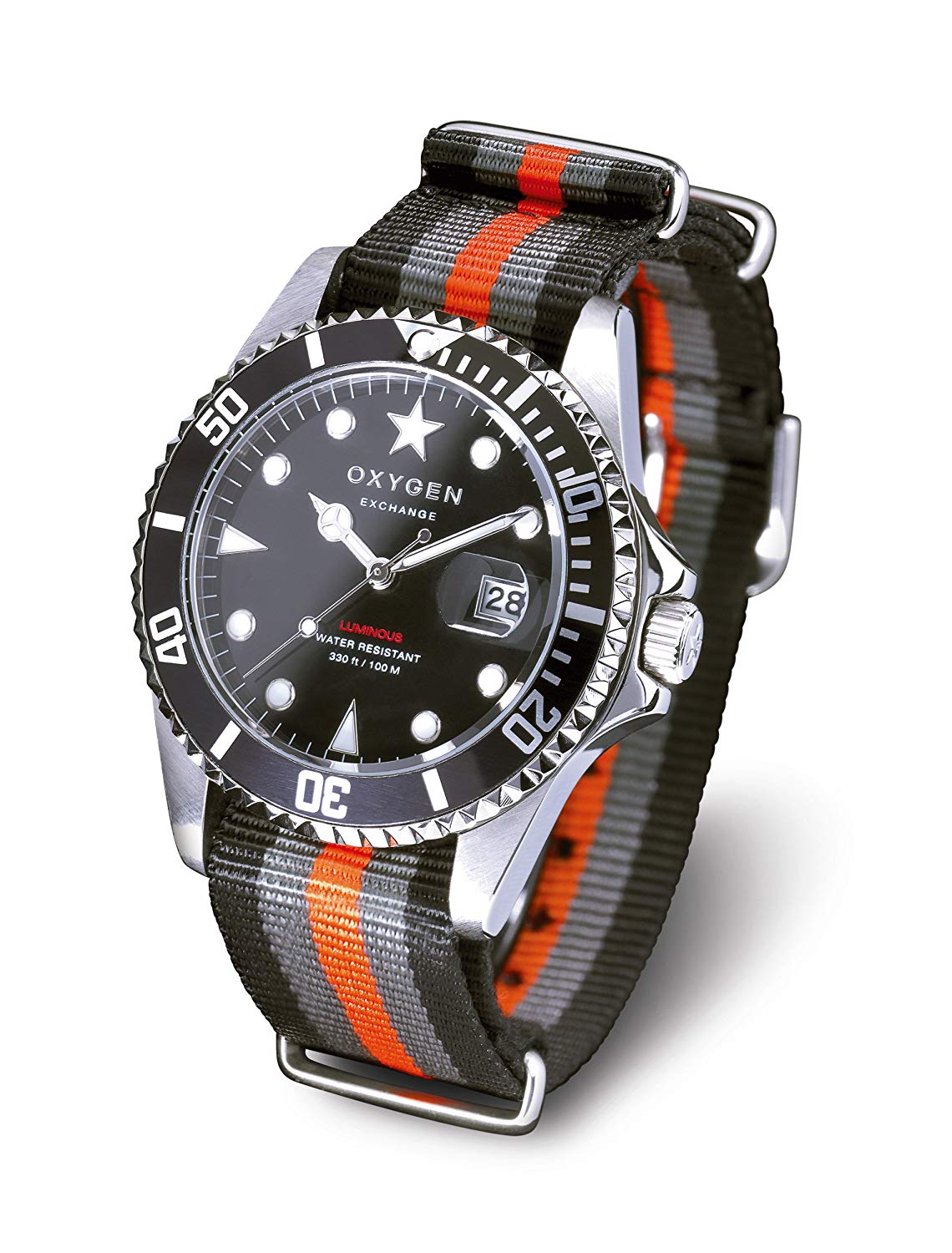 Oxygen Amsterdam 40 Unisex Quartz Watch with Black Dial Analogue Display and Multicolour Nylon Strap, Black/Multicolour - Image 2
