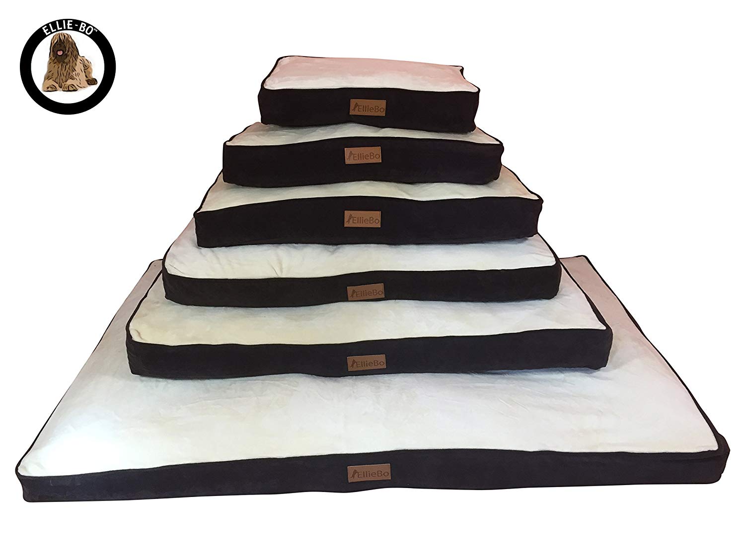 EllieBo Large 87cms x 57cms Dog Bed Brown Corduroy Sides and Cream