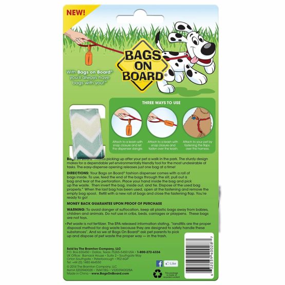 Bags on Board Dog Poop Pick-Up Dispenser and Refill Bags, Chevron - Image 2