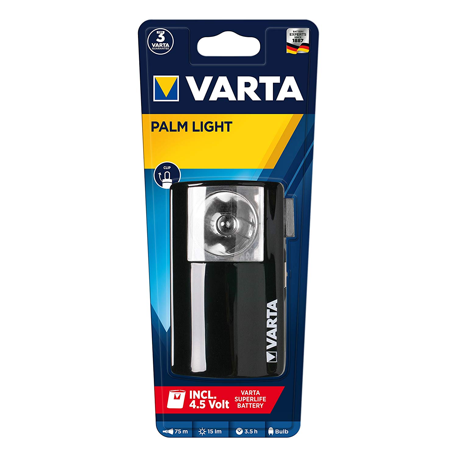 VARTA Palm Light 3R12 Torch (incl 4,5V Superlife Battery, flat flashlight, flashlight torch, hand lamp, suitable for garage workshop) - Image 2