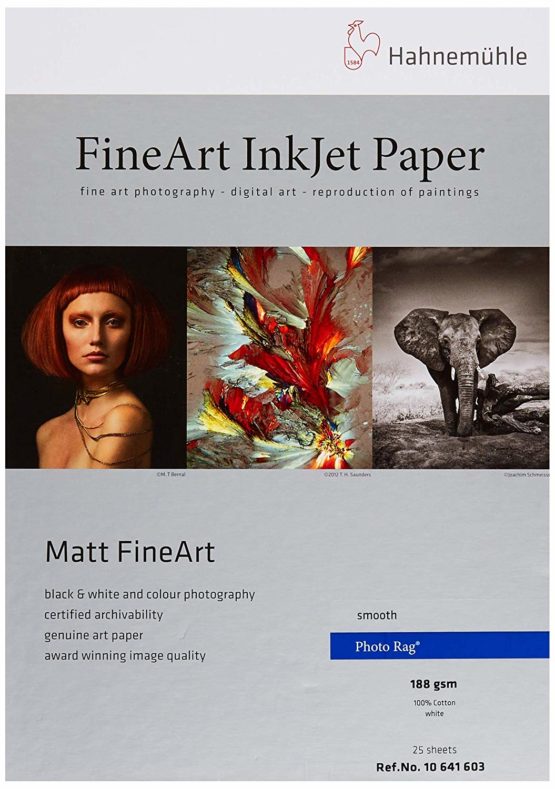 Hahnemühle 10641603 FineArt InkJet Paper Photo Rag, 188 gsm, 210 x 297 mm, white
