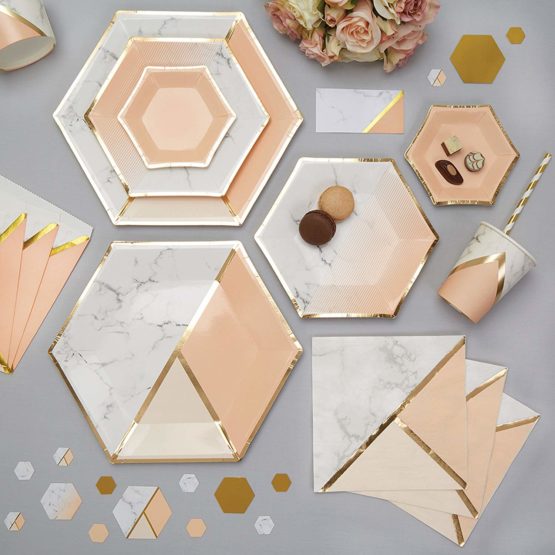 Neviti 772652 Colour Block Marble Napkin, Peach - Image 3