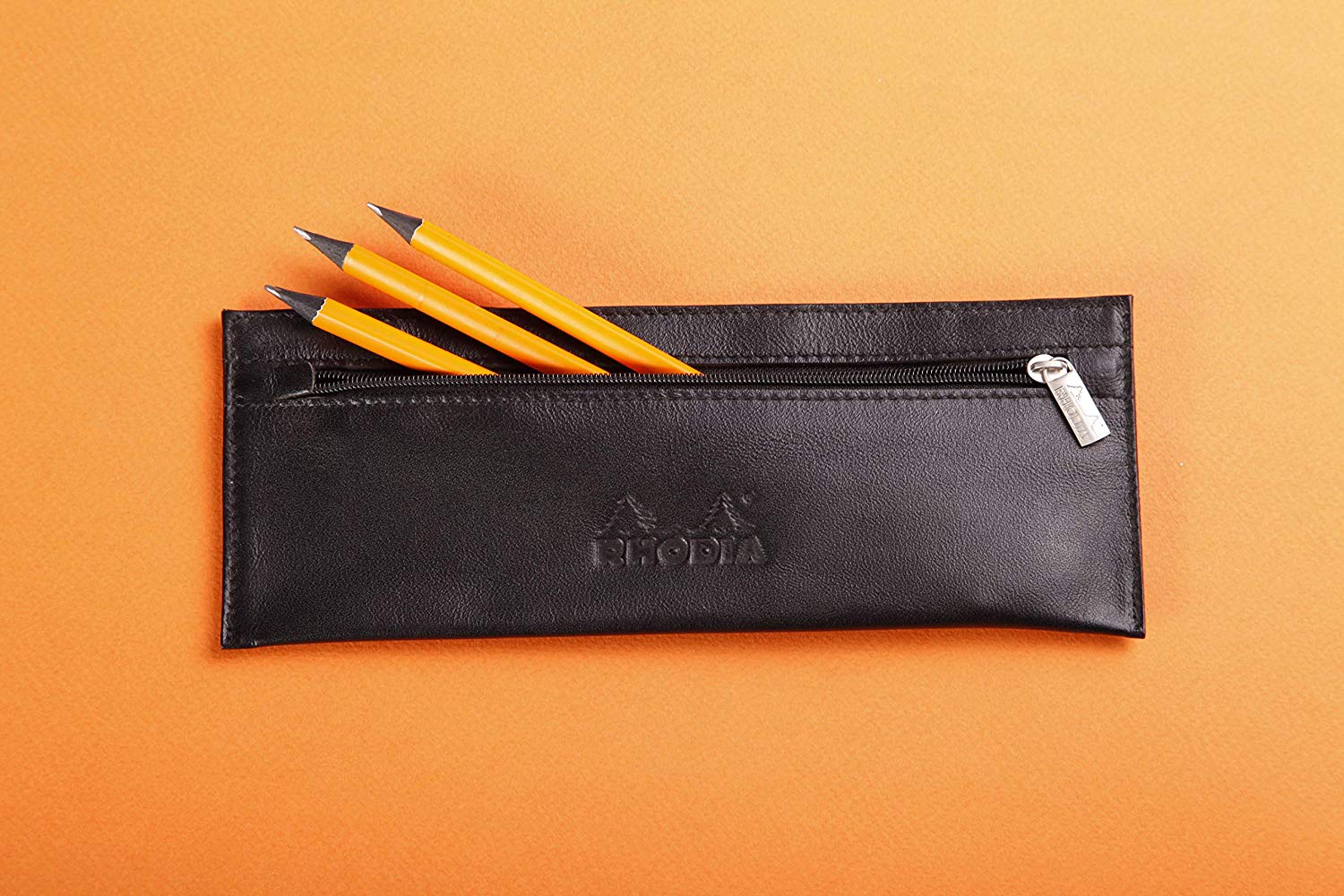 RHODIA 118449C, Flat Pencil Case Soft Epure Black Leather, 22 x 8.5 cm, Filing and Storage of Documents, Genuine Leather - Image 4