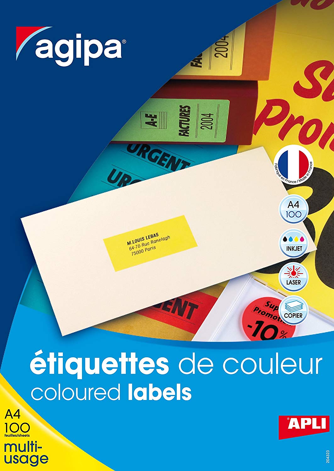 agipa Address Labels 31 x 70 MM Yellow 3270241190311