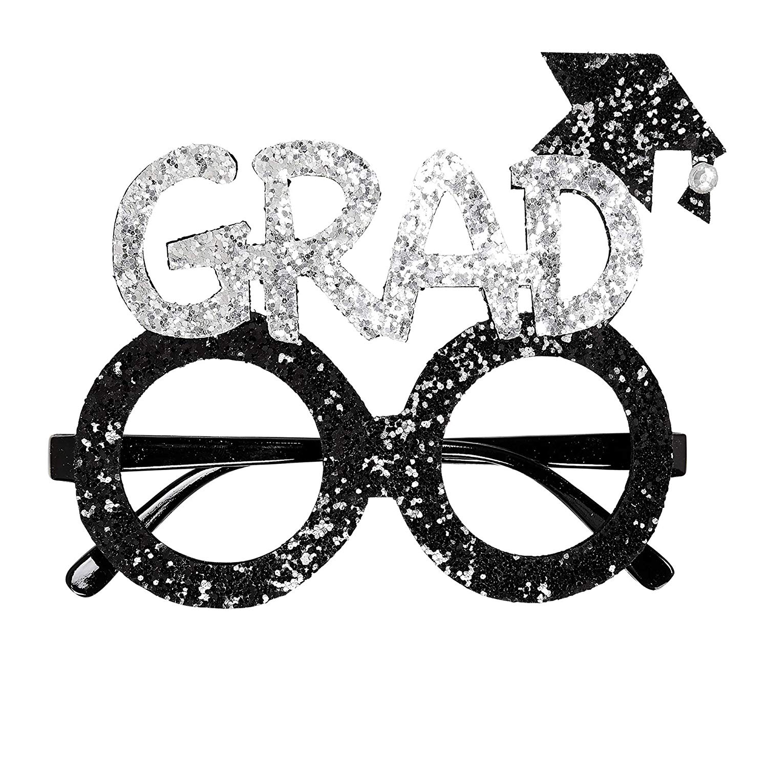 Widmann Glitter Graduate Glasses Fancy Dress, Black / Silver