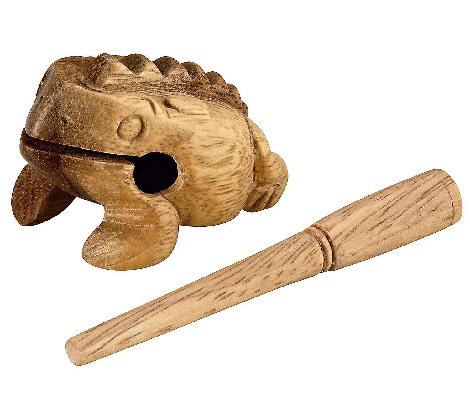 Nino Percussion Wood Frog Guiro - Larges Musical Instrument for Children from 3 Years - Siam Oak, Natural (NINO517)