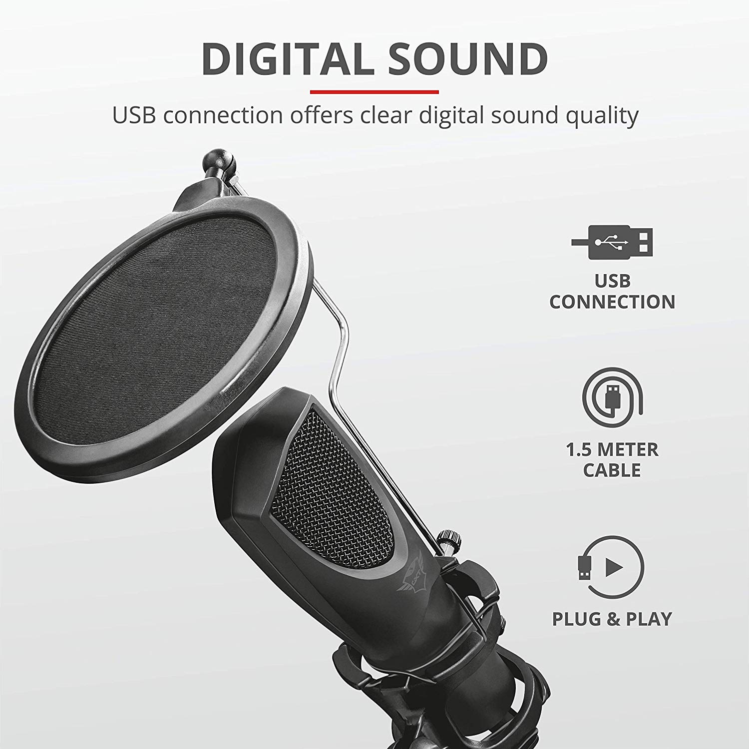 Trust Gaming GXT 232 Mantis Streaming Gaming Microphone for PC PS4 and PS5, USB Connected, Including Shock Mount - Image 2