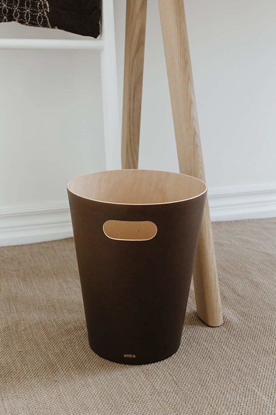 Woodrow 2 Gallon Modern Wooden Trash Can Wastebasket or Recycling Bin for Home or Office, Espresso - Image 2
