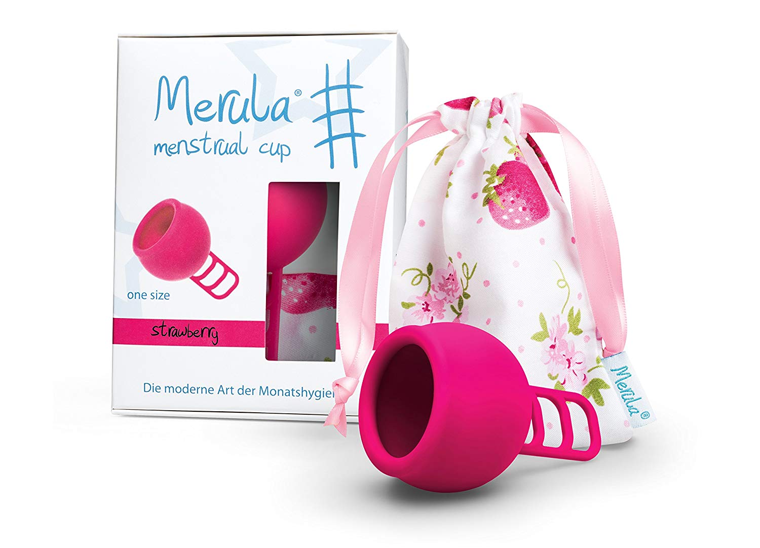 Merula Menstrual Cup Strawberry (Pink) "one Size" - Made of Medical-Grade Silicon