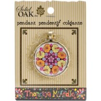 Solid Oak Thaneeya(R) LLC Acrylic Round Pendant Yellow and Orange Hibiscus Mandala, Multicoloured, 0.27 x 2.65 x 3.9 cm