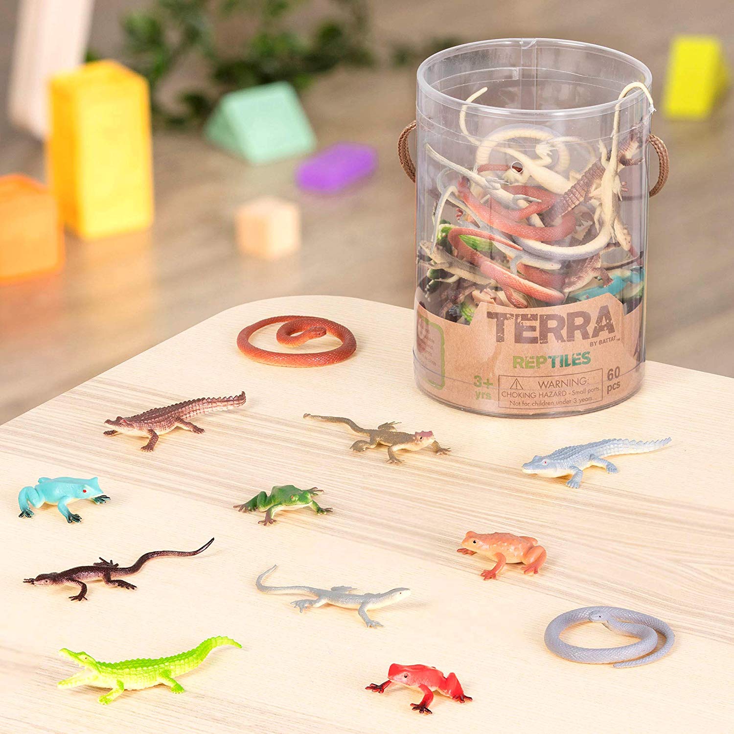 Terra by Battat, 60 Pieces Lizard Animal Tube, Realistic Plastic Reptile & Amphibian Figurines, Frog, Alligator, Snake & More - Image 4