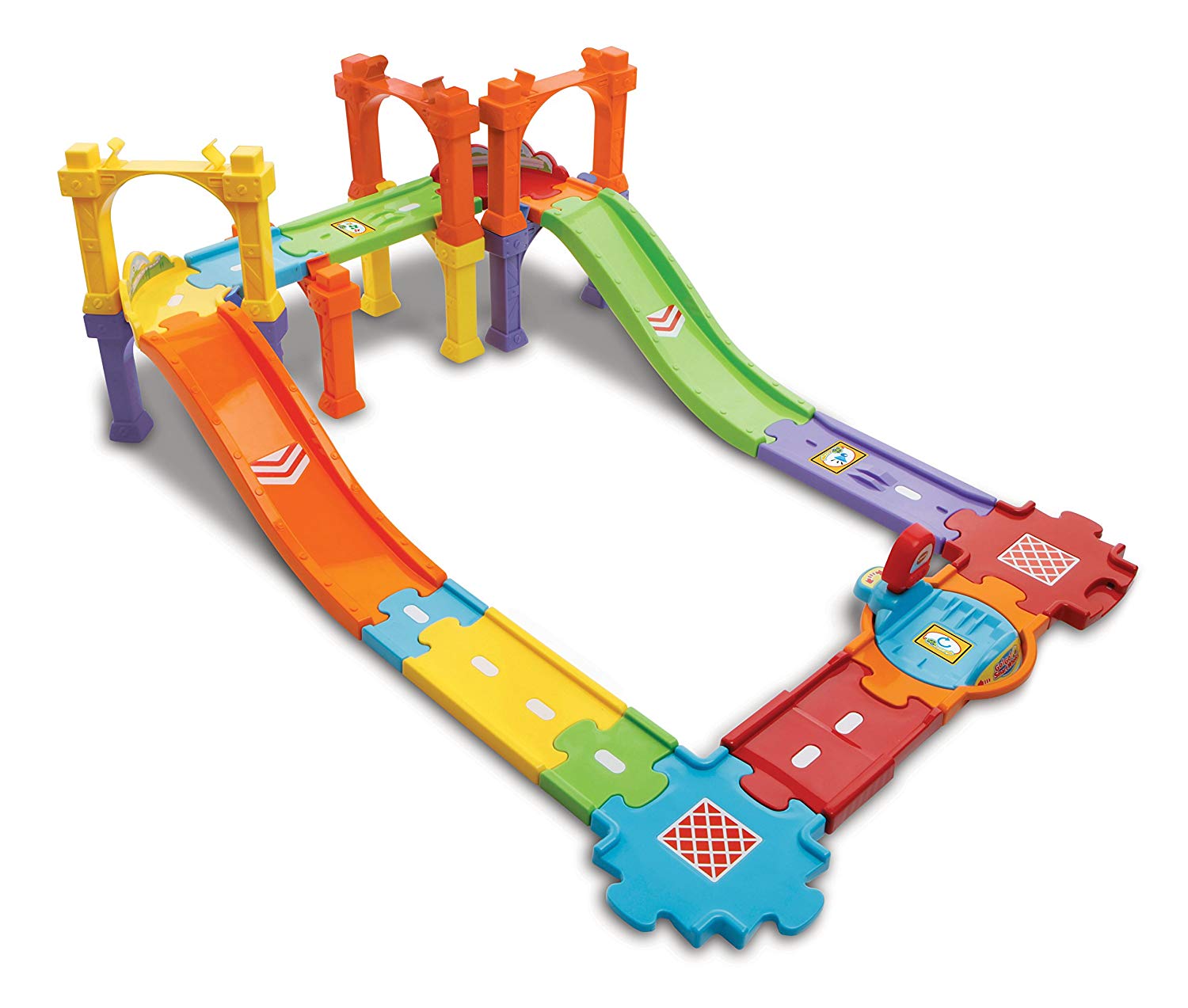 VTech Baby 80-188204 Tut Tut Baby Speedster Street and Bridge Set Large German Version, Multicoloured