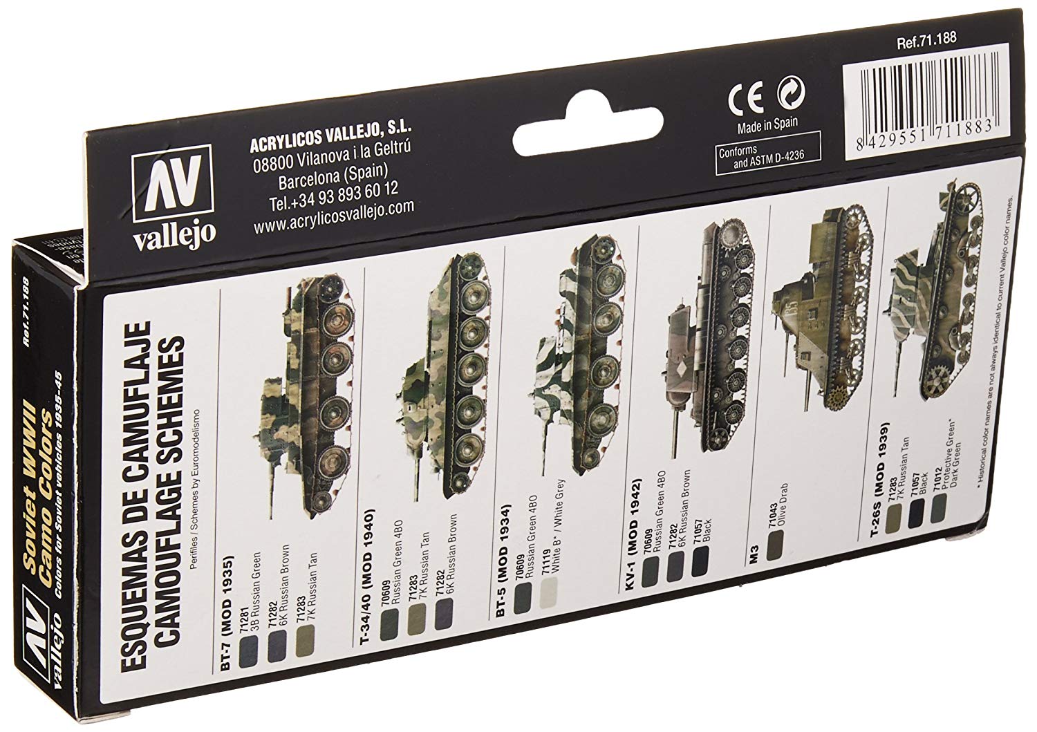 Acrylicos Vallejo VJ71188 "Soviet Wwii Camo Colors" Model Air Set, Green, 136 ml (Pack of 1) - Image 2