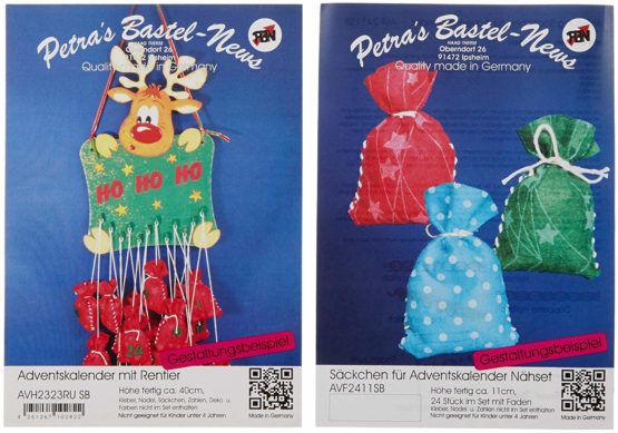 Petra's Craft News Advent Calendar Reindeer Felt Advent Calendar Numbers with Wooden Parts Kit, 22 x 32 x 11 cm, Wood Colour