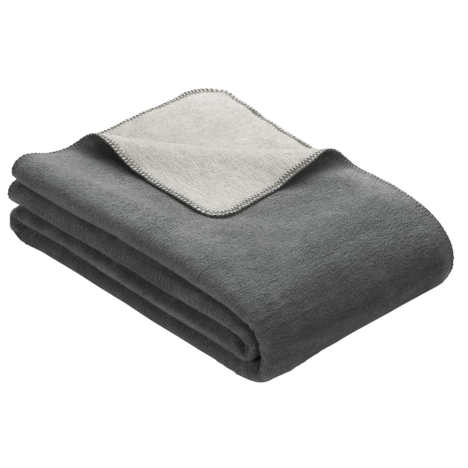 Ibena 2340/840 Cotton Blend Blanket 200 x 150 x 1 cm Grey/Silver, Grey / Silver, 200x150x1 cm