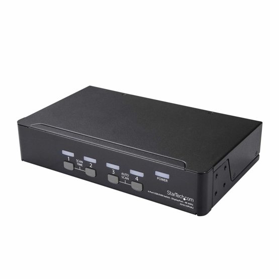 StarTech 4 Port DisplayPort KVM Switch - 4K 60Hz - Single Display - Dual Port UHD DP 1.2 USB KVM Switch with Integrated USB 2.0 Hub & Audio - Dell, HP, Apple, Lenovo - TAA Compliant (SV431DPUA2)