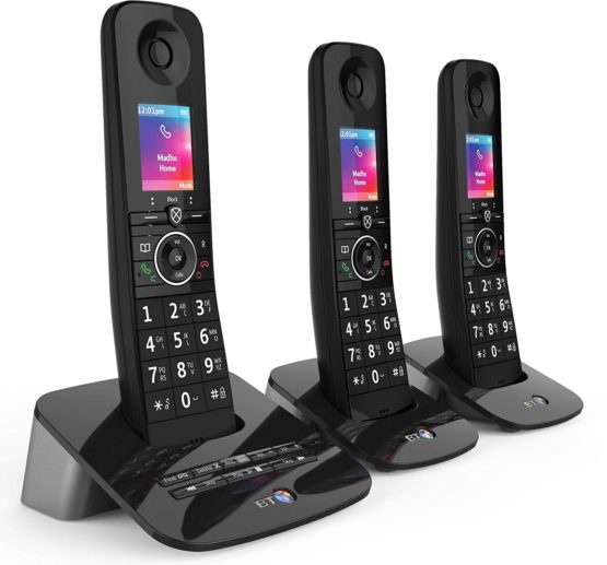 BT Premium Cordless Home Phone with 100 Percent Nuisance Call Blocking, Mobile Sync, Answer Machine, Trio Handset Pack