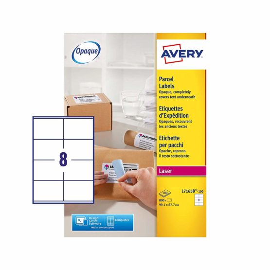 Avery L7165B Self Adhesive Parcel Labels, Laser Printers, 8 Labels Per
