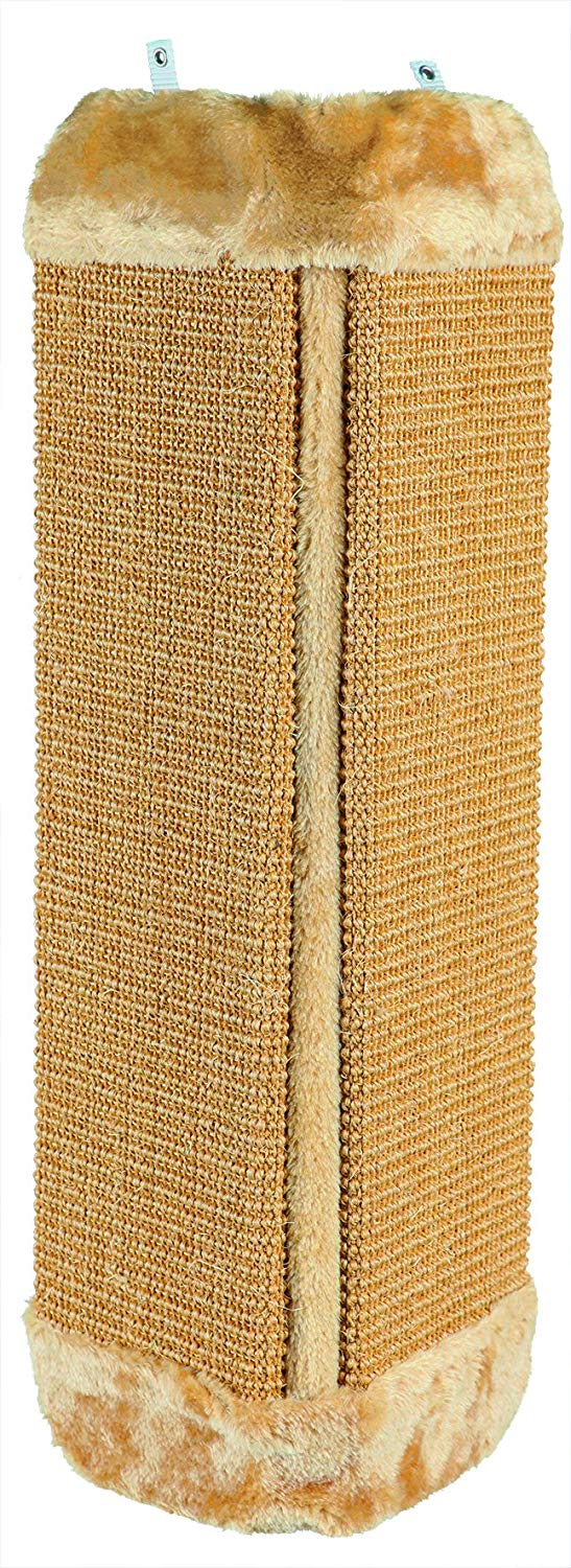 TRIXIE scratching board for room corners - sisal scratching surface - plush-covered back - catnip - 32 × 60 cm - 43431