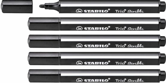 Felt Tip Pen - STABILO Trio Scribbi Box of 5 Black