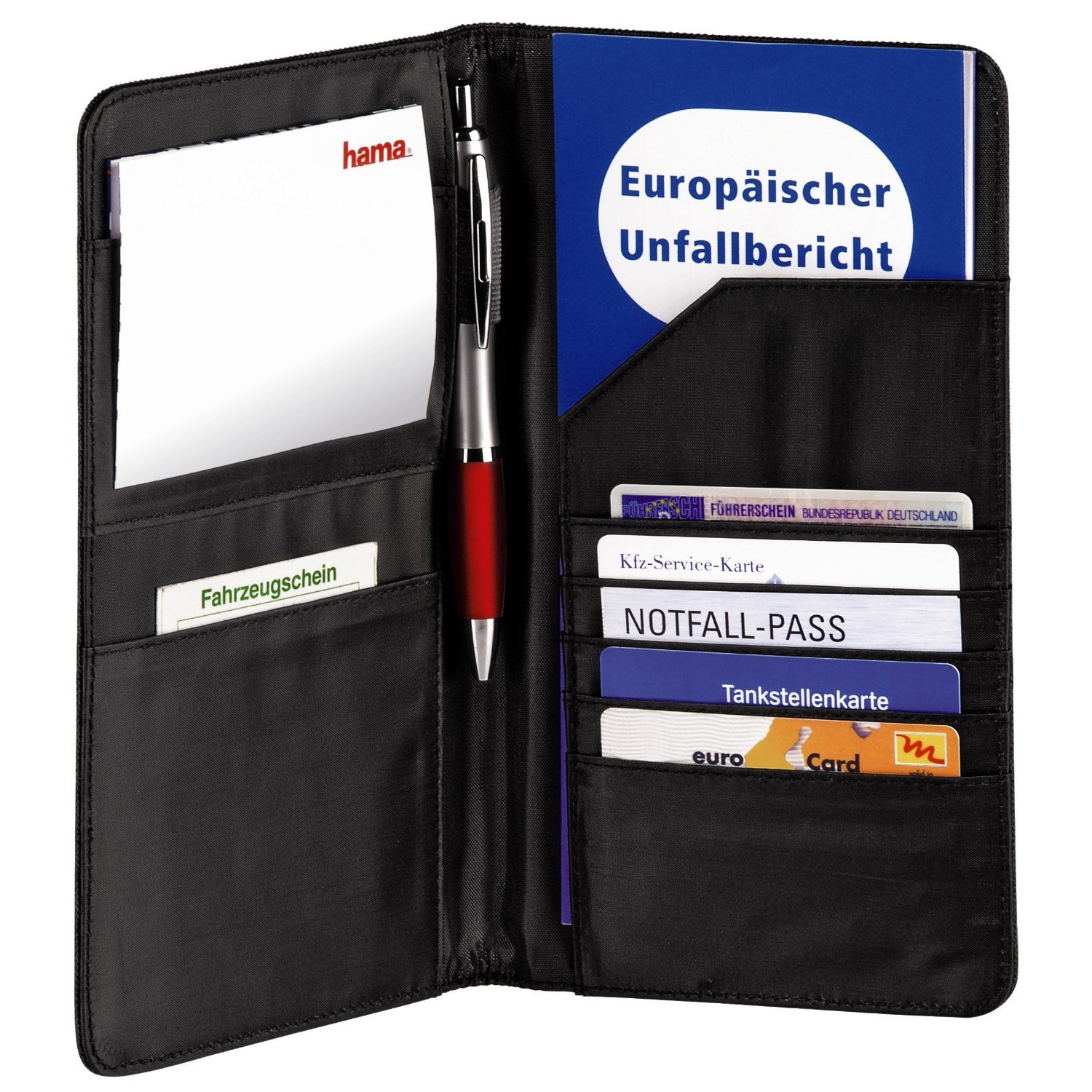 Hama Vehicle Document Wallet, Black, 13x1x23 cm