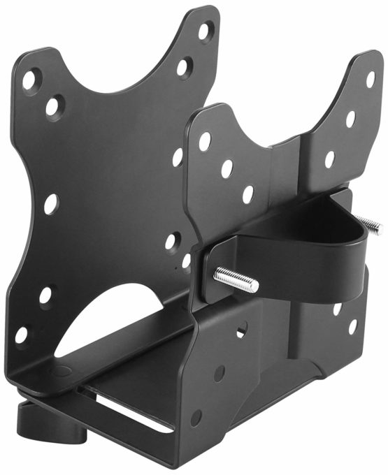 ICY BOX IB-MSA102-VM Mount for Mini PC (Intel NUC, Mac mini etc.) up to 5 kg, Mounting on Monitor Stand or VESA, Variable Width, Steel, Black