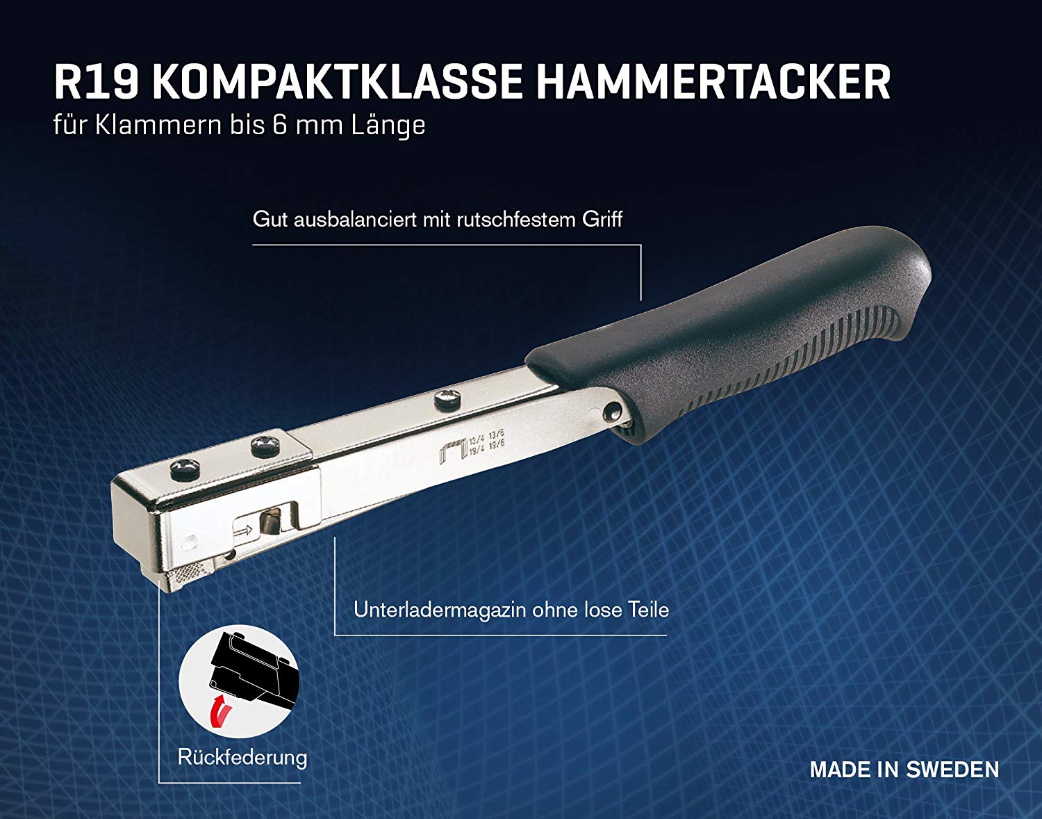 Rapid R19 Heavy Duty Hammer Tacker, 46mm 13 Staple, Full Steel