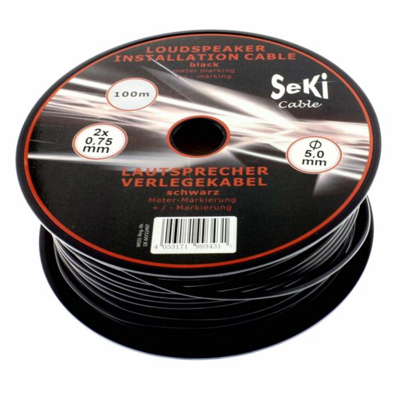 Loudspeaker Cable Round 2 x 0.75 mm² - Black - 25 m - CCA - PA Installation Cable - Audio Cable - Box Cable