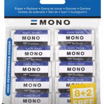 Tombow PE-01A-10P Eraser Mono XS, PVC, Phthalate and Latex Free, 11 g, Economy Pack, 10 pcs.