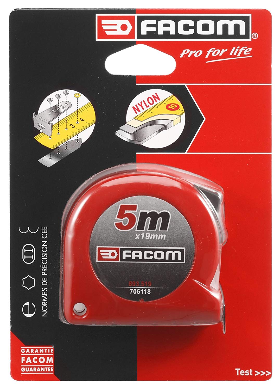Facom SC. 893.519 Short Tape Measure 5 m x 19 mm, Red - Image 4